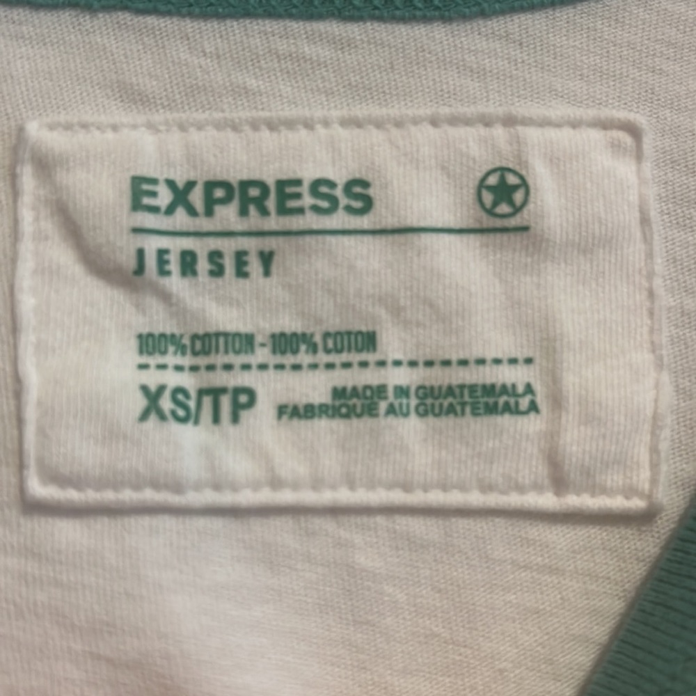 Express MEN XS extra small white green jersey tee 100% cotton NEW 90273 - Picture 3 of 3